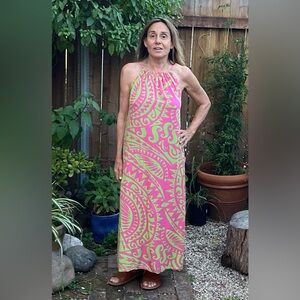 Hula Bay maxi dress magenta and bright green size (M).